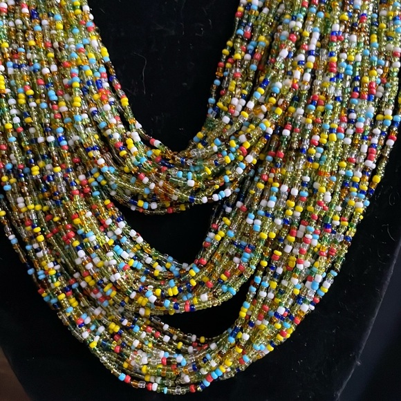 Multi Strand Glass Beaded Necklace - Picture 7 of 7